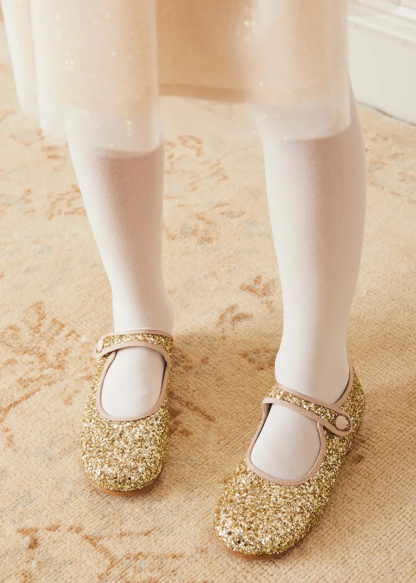 Mary Jane Shoes | Mary Janes | Pepa London Glittery Mary Jane Shoes in Gold (24-34EU)