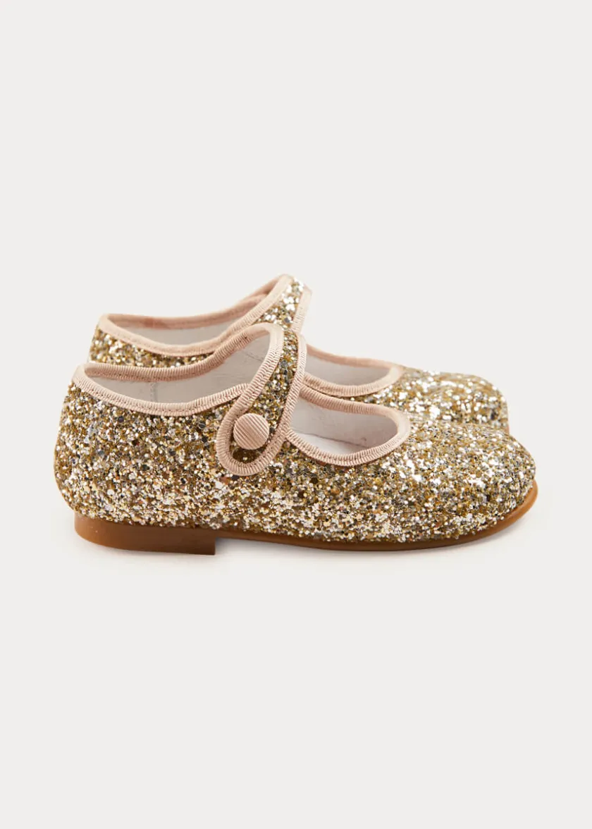 Mary Jane Shoes | Mary Janes | Pepa London Glittery Mary Jane Shoes in Gold (24-34EU)