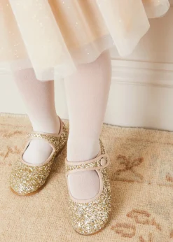 Mary Jane Shoes | Mary Janes | Pepa London Glittery Mary Jane Shoes in Gold (24-34EU)