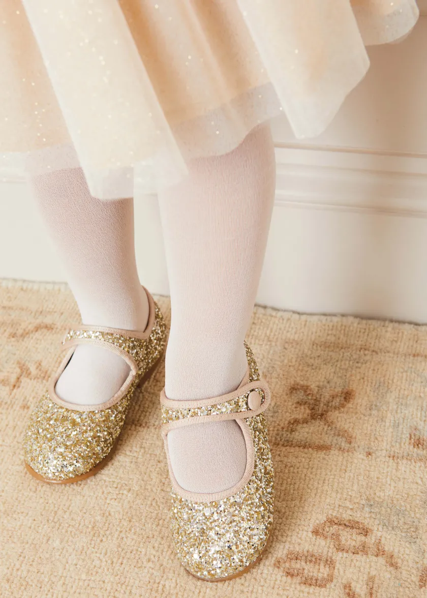 Mary Jane Shoes | Mary Janes | Pepa London Glittery Mary Jane Shoes in Gold (24-34EU)