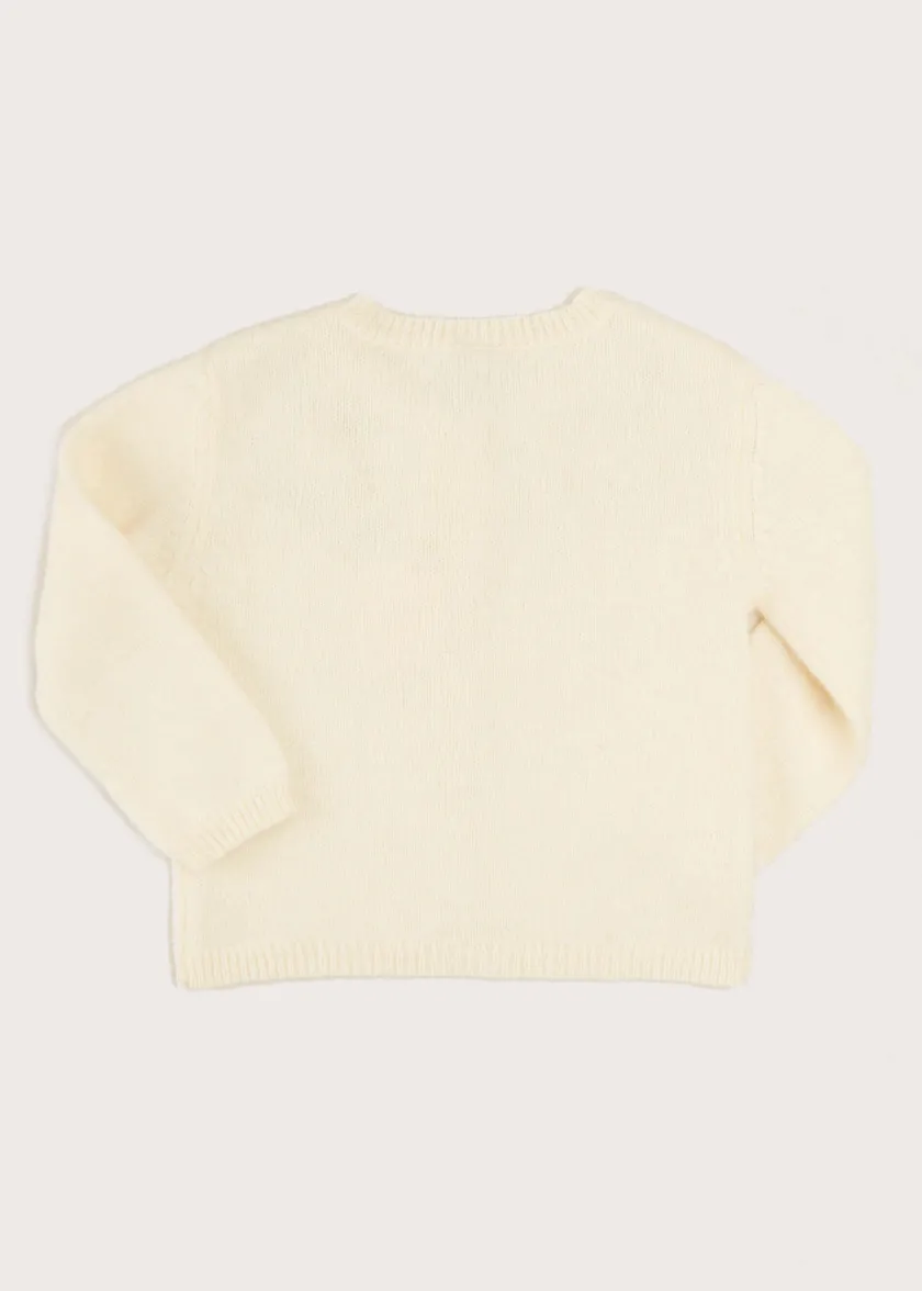 Knitwear & Cardigans | Knitwear & Cardigans | Pepa London Gold Embroidered Cardigan In Cream (12mths-10yrs)