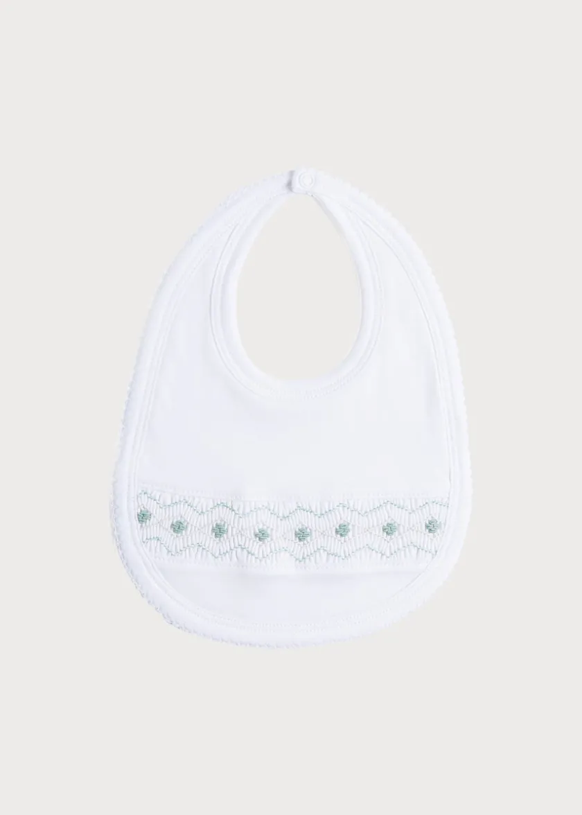 Bibs | Bibs | Pepa London Green Hand Smocked Bib