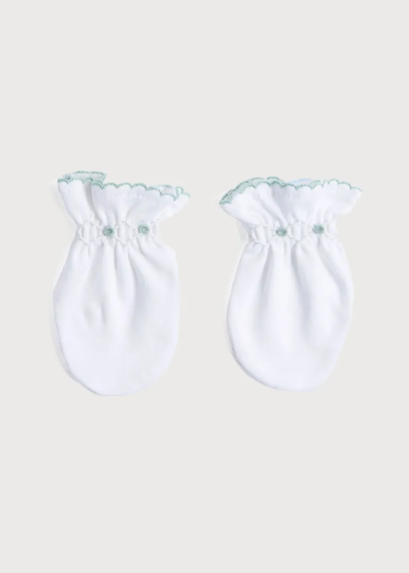Bonnets, Booties & Mittens | First Outfits | Pepa London Green Hand Smocked Mittens