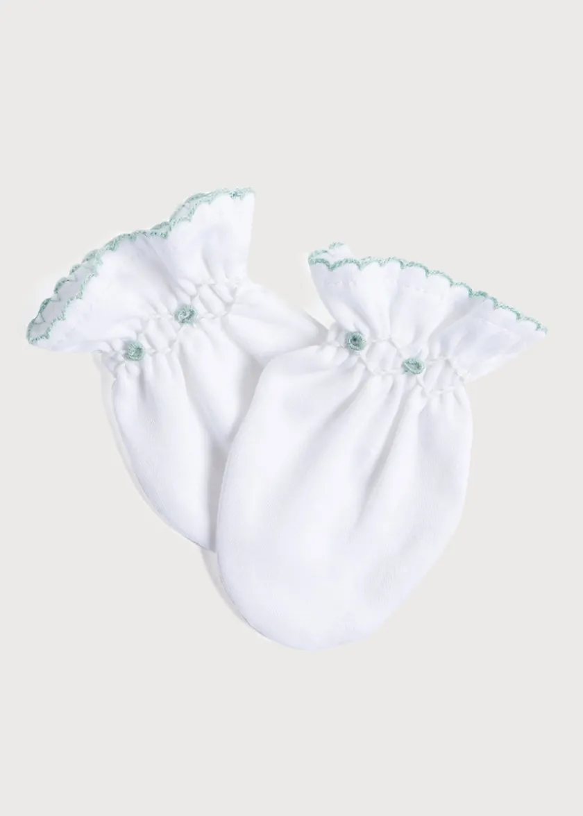 Bonnets, Booties & Mittens | First Outfits | Pepa London Green Hand Smocked Mittens