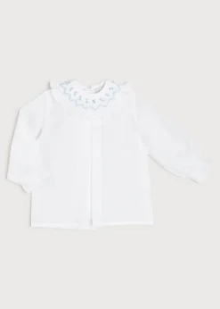 Tops & Bodysuits | Blouses | Pepa London Hand Smocked Collar Long Sleeve Blouse in White (0-12mths)