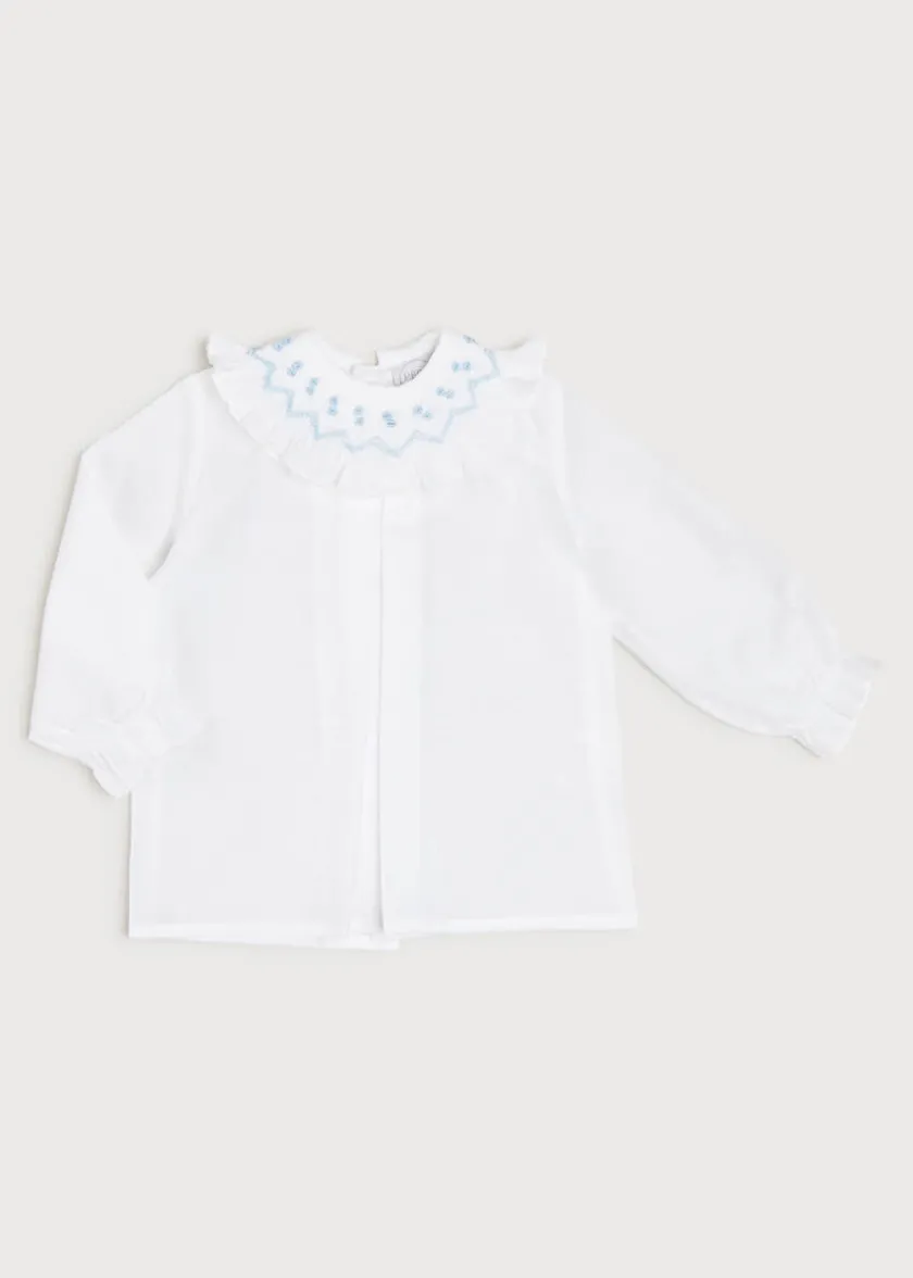 Tops & Bodysuits | Blouses | Pepa London Hand Smocked Collar Long Sleeve Blouse in White (0-12mths)