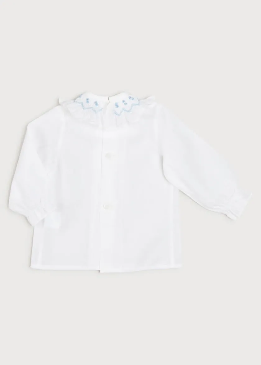 Tops & Bodysuits | Blouses | Pepa London Hand Smocked Collar Long Sleeve Blouse in White (0-12mths)