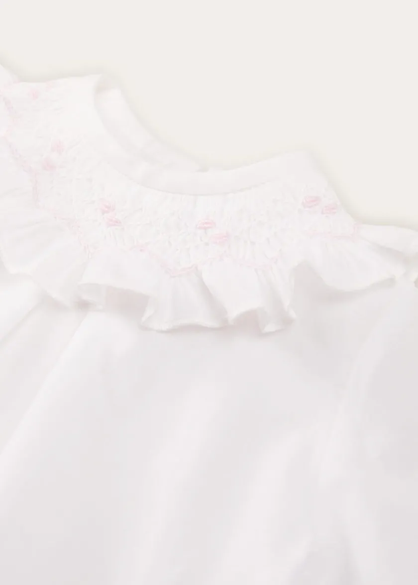 Tops & Bodysuits | Blouses | Pepa London Hand Smocked Collar Long Sleeve Blouse In Baby Pink (0-12mths)