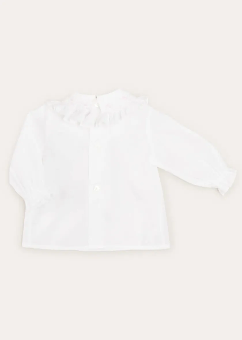 Tops & Bodysuits | Blouses | Pepa London Hand Smocked Collar Long Sleeve Blouse In Baby Pink (0-12mths)