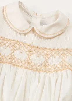 Two-piece Sets | Pepa London Hand Smocked Peter Pan Collar Short Sleeve Two Piece Set in Beige (18mths-6yrs)