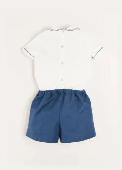 Two-piece Sets | Pepa London Hand Smocked Short Sleeve Two Piece Set in Royal Blue (18mths-5yrs)