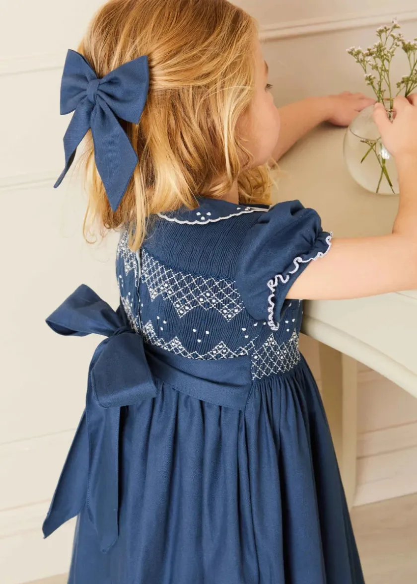 Dresses | Dresses | Pepa London Hand Smocked Shortsleeve Dress in Royal Blue (12mths-10yrs)