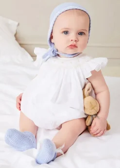 Dungarees & Rompers | Rompers | Pepa London Hand Smocked Sleeveless Romper in White (3-18mths)