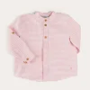 Tops & Shirts | Shirts | Pepa London Hertford Striped Mao Collar Long Sleeve Shirt in Coral (12mths-10yrs)