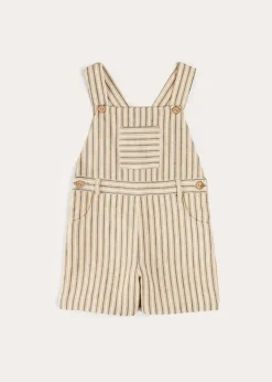 Dungarees & Rompers | Bloomers, Shorts & Trousers | Pepa London Holland Striped Pocket Front Dungarees in Green (18mths-4yrs)