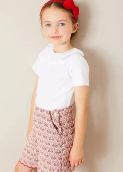 Up To 12 Years | Skirts & Shorts | Pepa London Iris Jacquard Button Detail Shorts in Red (4-12yrs)