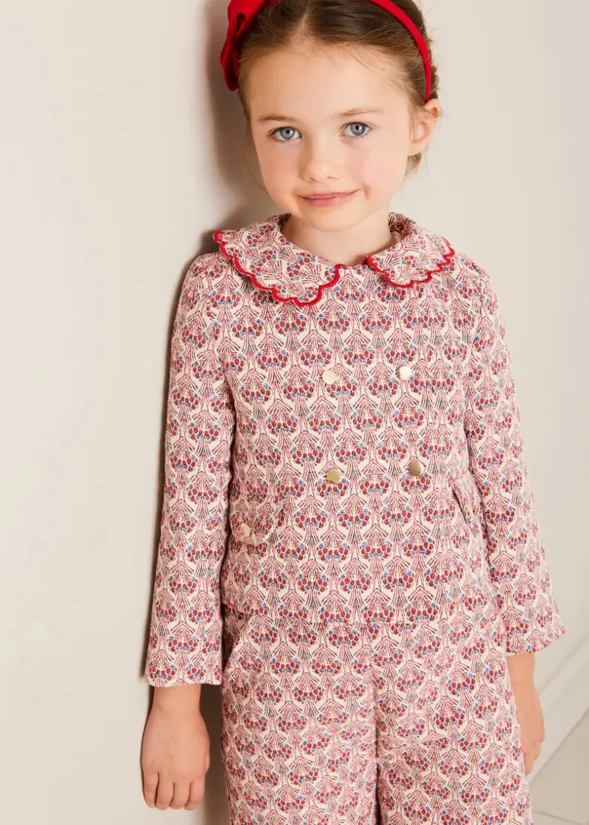 Up To 12 Years | Skirts & Shorts | Pepa London Iris Jacquard Button Detail Shorts in Red (4-12yrs)