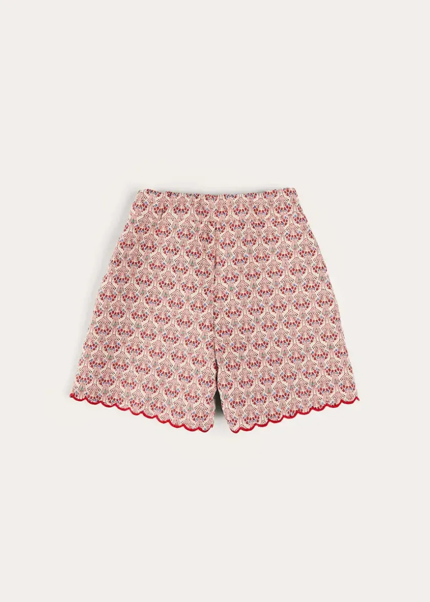 Up To 12 Years | Skirts & Shorts | Pepa London Iris Jacquard Button Detail Shorts in Red (4-12yrs)