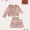 Lookbooks | Pepa London Iris Jacquard Statement Collar Jacket in Red (4-12yrs) | Iris Jacquard Button Detail Shorts in Red (4-12yrs) | Piculina Trim Top in White (2-10yrs) | Leather Mary Jane Shoes in Pink (24-34EU) | Plain Linen Hairband in Red | Celebration Short Socks with Ruffle- Cream (0mths-10yrs) | The Beauty & The Beast Book