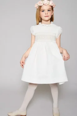 Dresses | Dresses | Pepa London Ivory Hand Smocked Occasion Dress with Pink Details (6mths-10yrs)