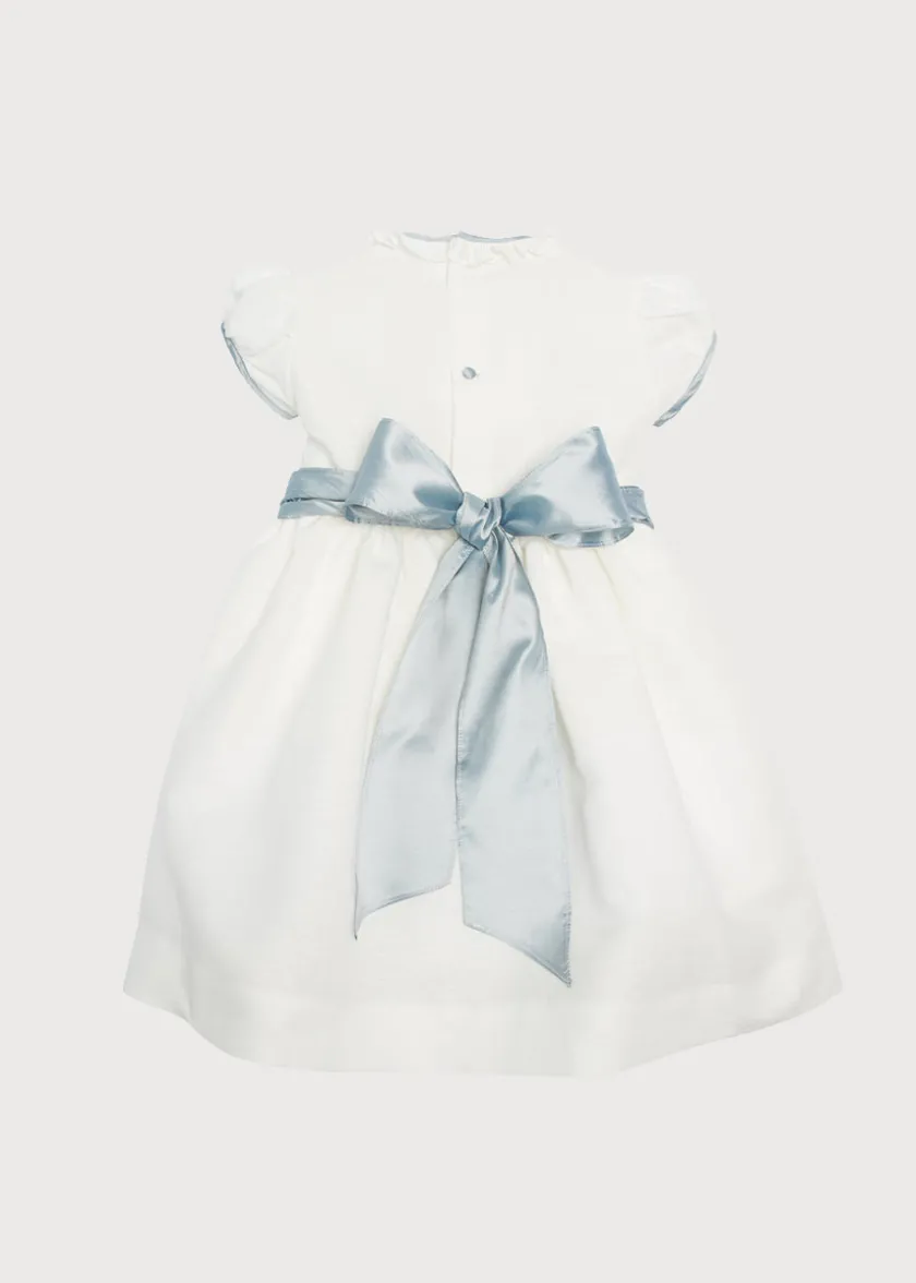 Dresses | Dresses | Pepa London Ivory Hand Smocked Occasion Dress with Blue Details (6mths-8yrs)
