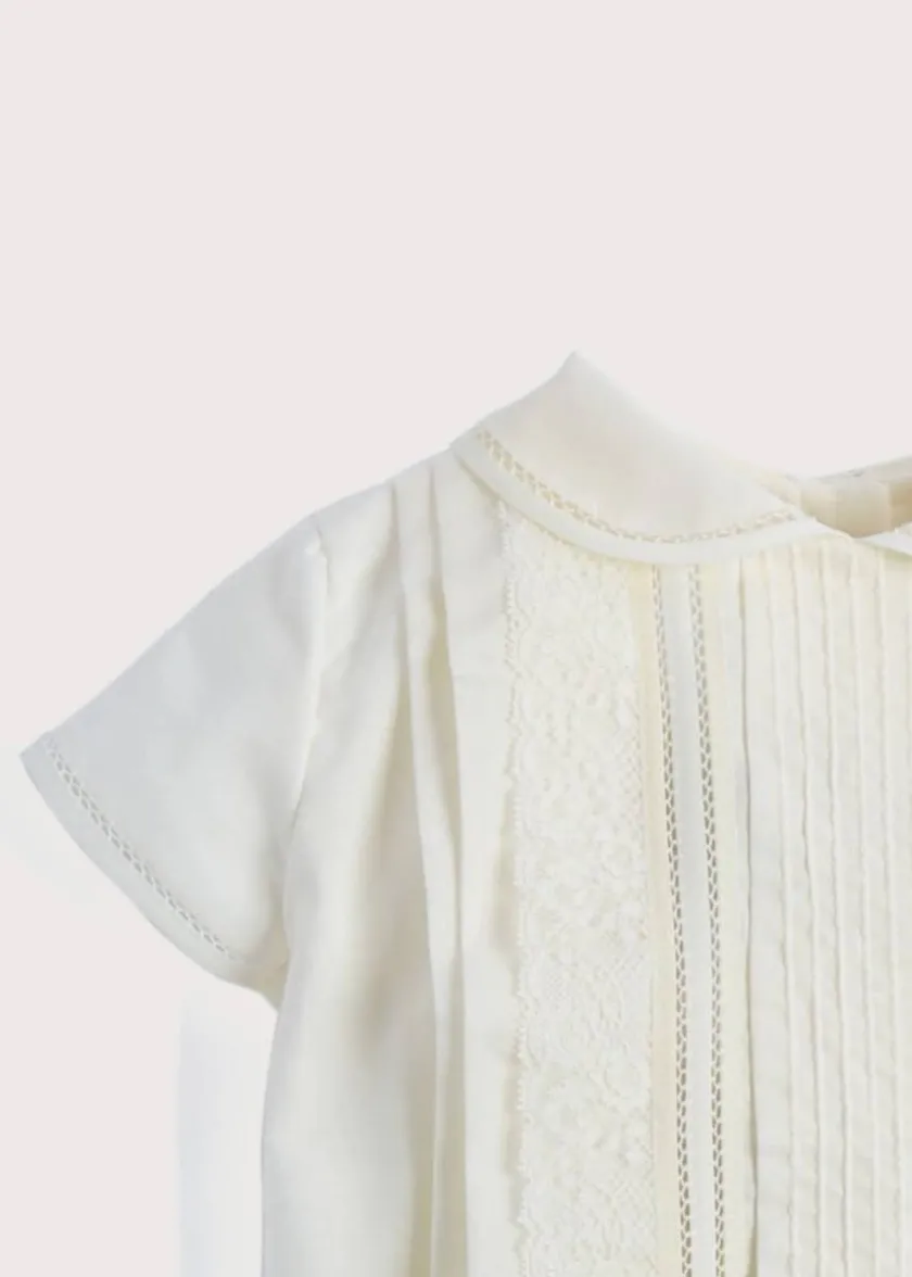 Dungarees & Rompers | Rompers | Pepa London Ivory Panelled Christening Romper (3mths-2yrs)