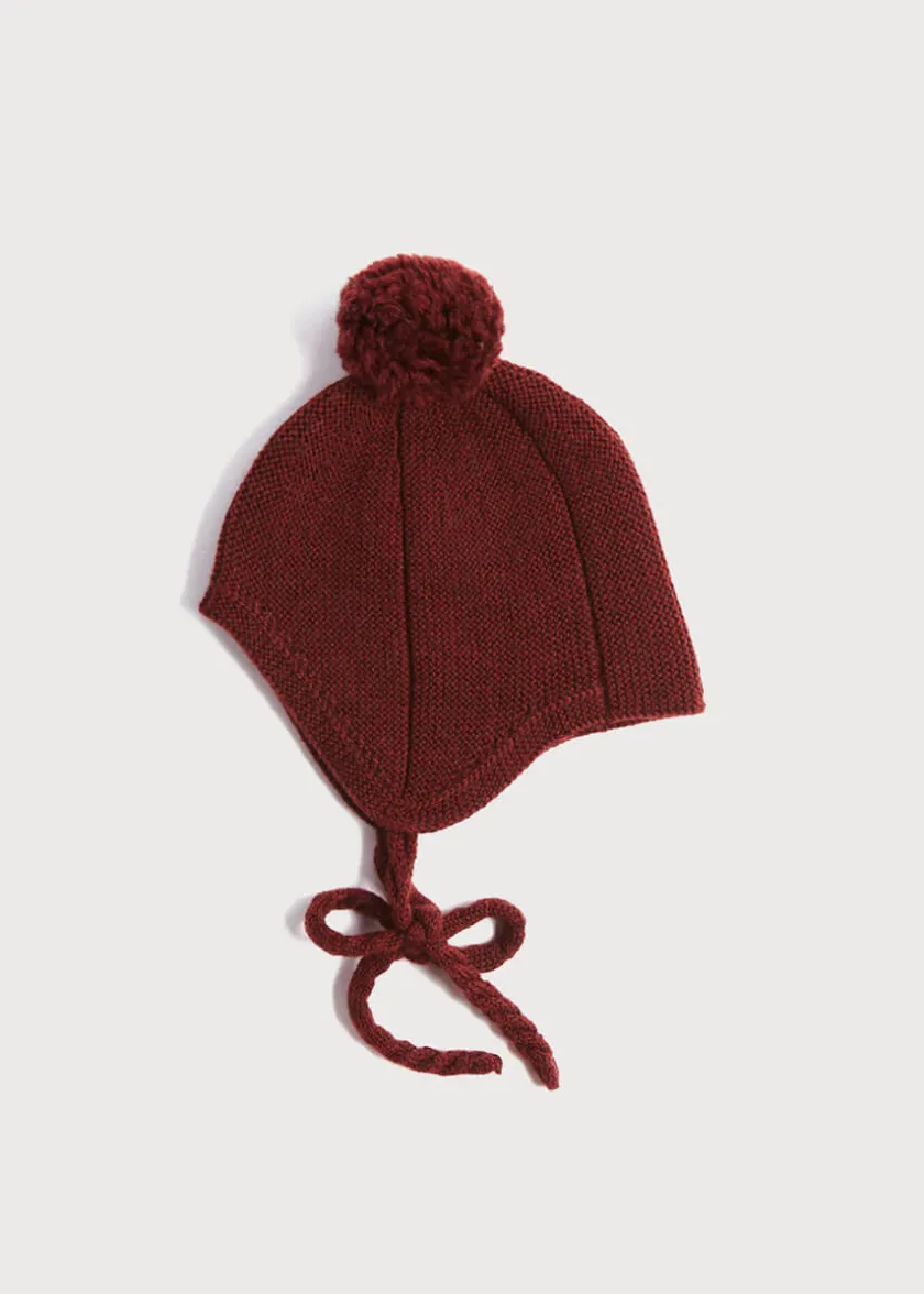 Knitwear & Cardigans | Hats | Pepa London Knitted Merino Wool Winter Bonnet in Burgundy (S-L)