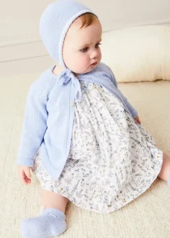 Bonnets & Booties | Bonnets & Booties | Pepa London Lace Detail Knitted Bonnet in Blue (1-6mths)