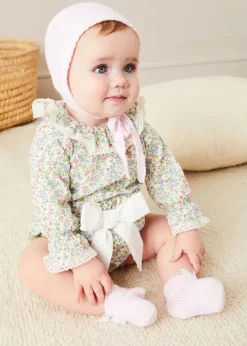 Knitted Booties | Bonnets & Booties | Pepa London Lace Detail Knitted Booties in Pink