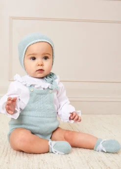Knitted Booties | Bonnets & Booties | Pepa London Lace Detail Knitted Booties in Green