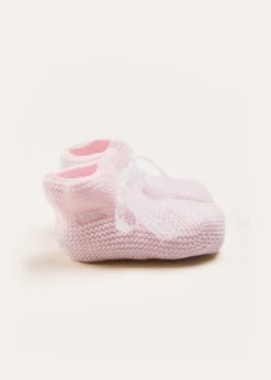 Knitted Booties | Bonnets & Booties | Pepa London Lace Detail Knitted Booties in Pink