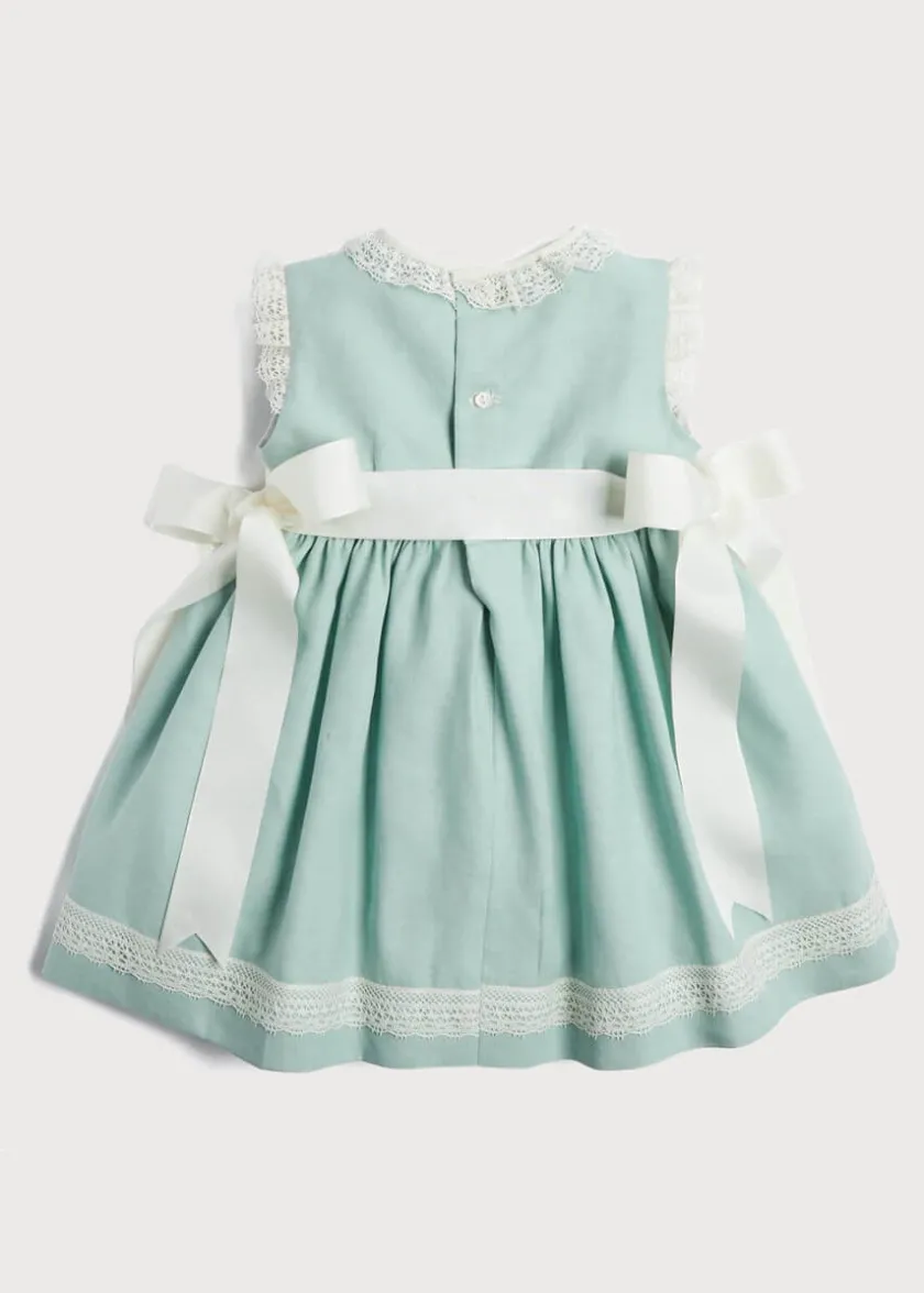 Dresses | Dresses | Pepa London Lace Trim Ivory Bow Dress in Teal (6mths-5yrs)