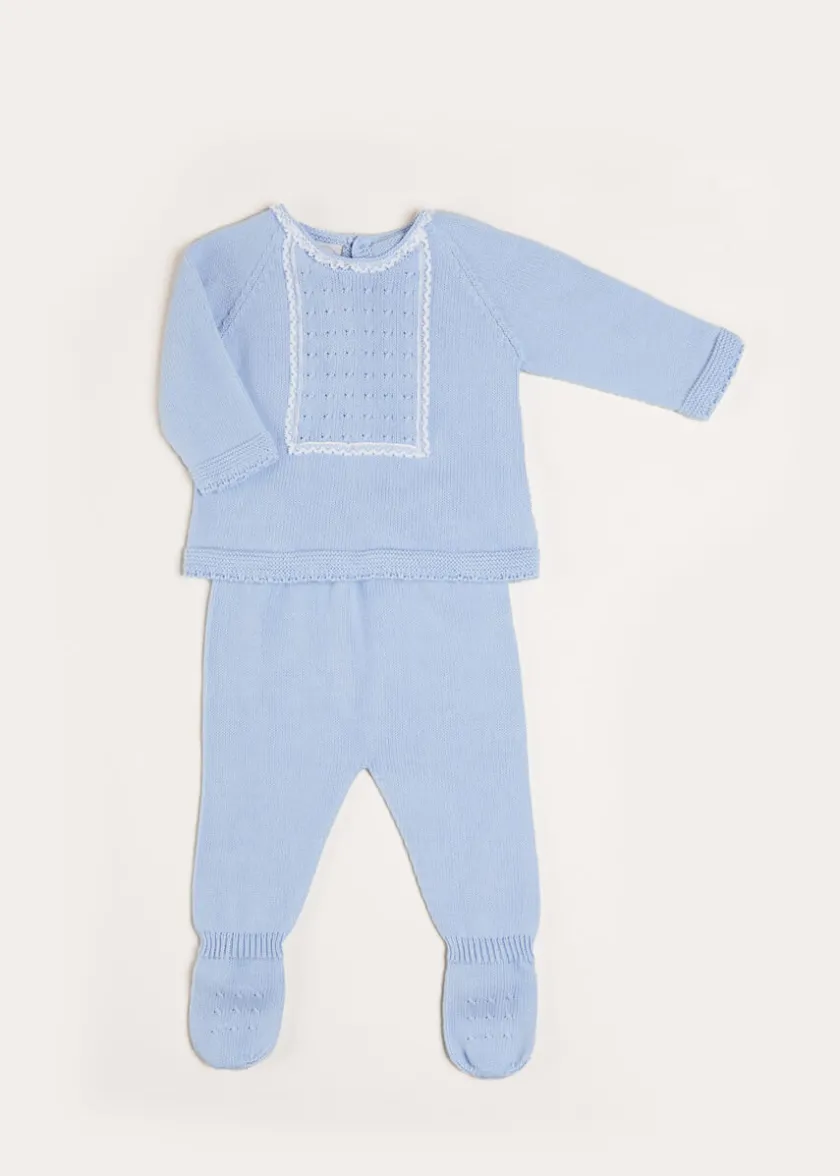 Knitwear & Cardigans | Baby Grows | Pepa London Lace Trim Knitted Set in Blue (1-12mths)