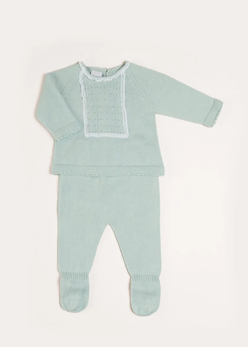 Knitwear & Cardigans | Baby Grows | Pepa London Lace Trim Knitted Set in Green (1-12mths)