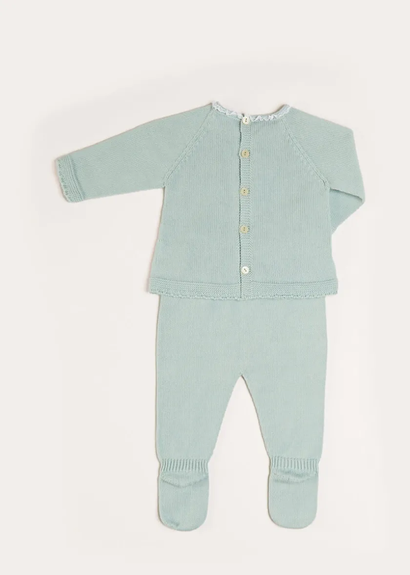 Knitwear & Cardigans | Baby Grows | Pepa London Lace Trim Knitted Set in Green (1-12mths)