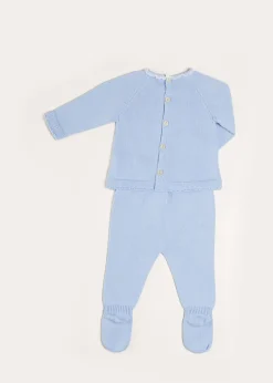 Knitwear & Cardigans | Baby Grows | Pepa London Lace Trim Knitted Set in Blue (1-12mths)