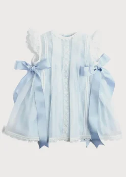Dresses | Dresses | Pepa London Lace Trim Satin Bow Dress in Pale Blue (6mths-5yrs)