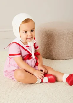 Rompers | Rompers | Pepa London Lawrence Striped Mariner Collar Short Sleeve Romper in Red (6mths-3yrs)