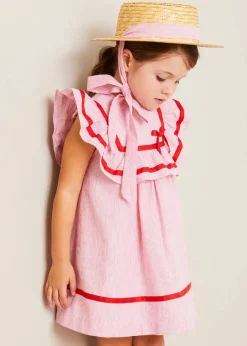 Dresses | Dresses | Pepa London Lawrence Striped Ruffle Bib Sleeveless Dress in Red (12mths-8yrs)