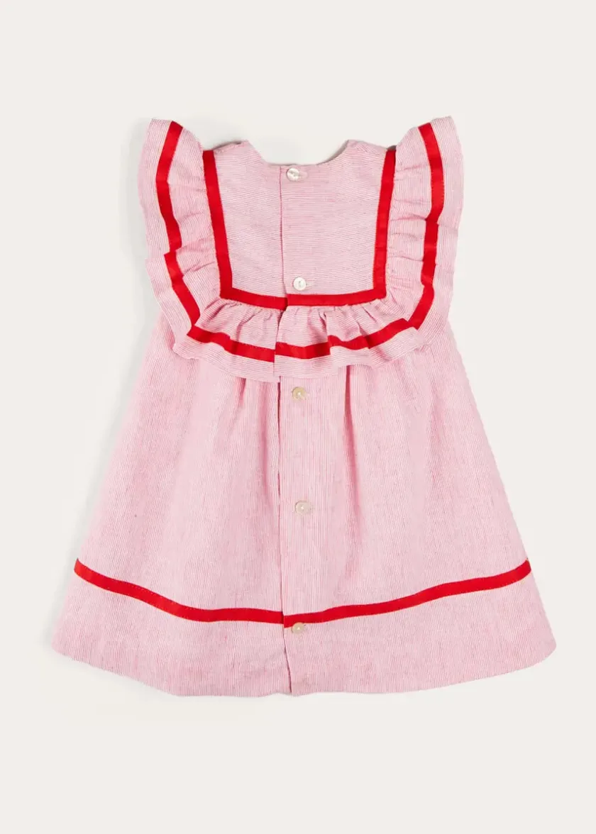 Dresses | Dresses | Pepa London Lawrence Striped Ruffle Bib Sleeveless Dress in Red (12mths-8yrs)