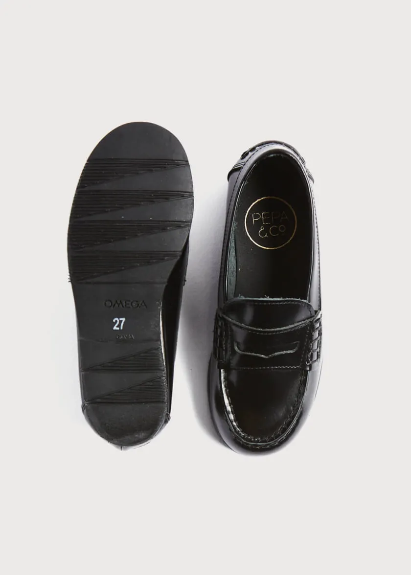 School Shoes | Boat Shoes & Loafers | Pepa London Leather Black Moccasins (26-32EU)