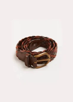 Belts & Braces | Pepa London Leather Braided Belt in Brown (XS-S)