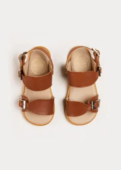 Sandals | Sandals | Pepa London Leather Buckle Detail Sandals in Camel (24-34EU)