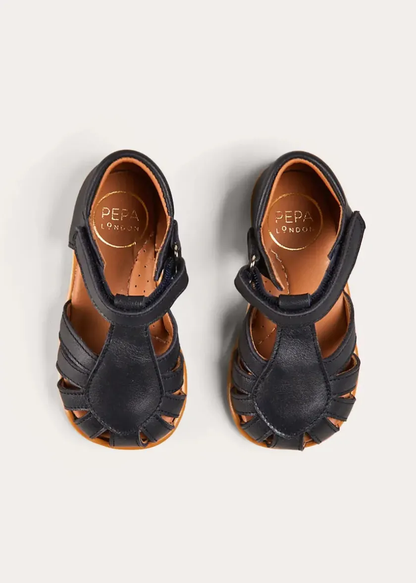 Sandals | Sandals | Pepa London Leather Fishermans Sandals in Navy (21-27EU)