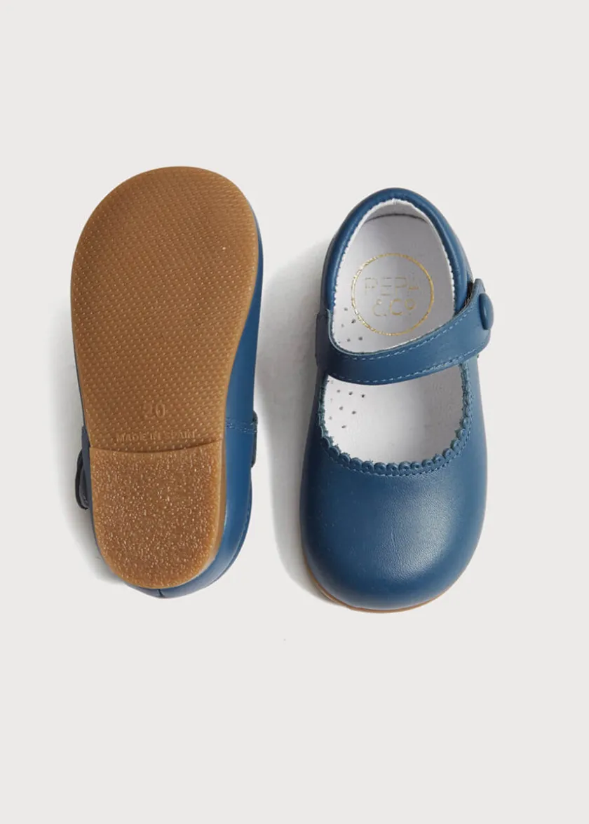 Mary Jane Shoes | Mary Janes | Pepa London Leather Mary Jane Baby Shoes in French Blue (20-26EU)