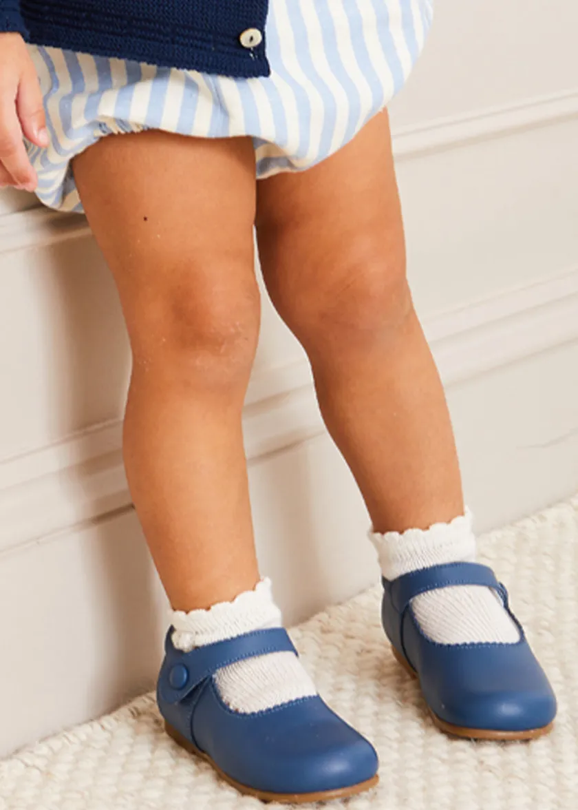 Mary Jane Shoes | Mary Janes | Pepa London Leather Mary Jane Baby Shoes in French Blue (20-26EU)