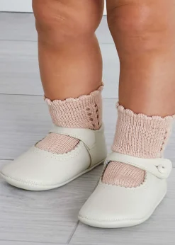 Mary Jane Shoes | Mary Janes | Pepa London Leather Mary Jane Pram Shoes in Ivory (17-20EU)