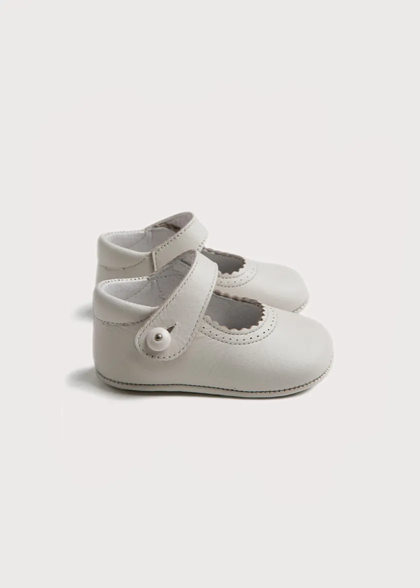 Mary Jane Shoes | Mary Janes | Pepa London Leather Mary Jane Pram Shoes in Ivory (17-20EU)
