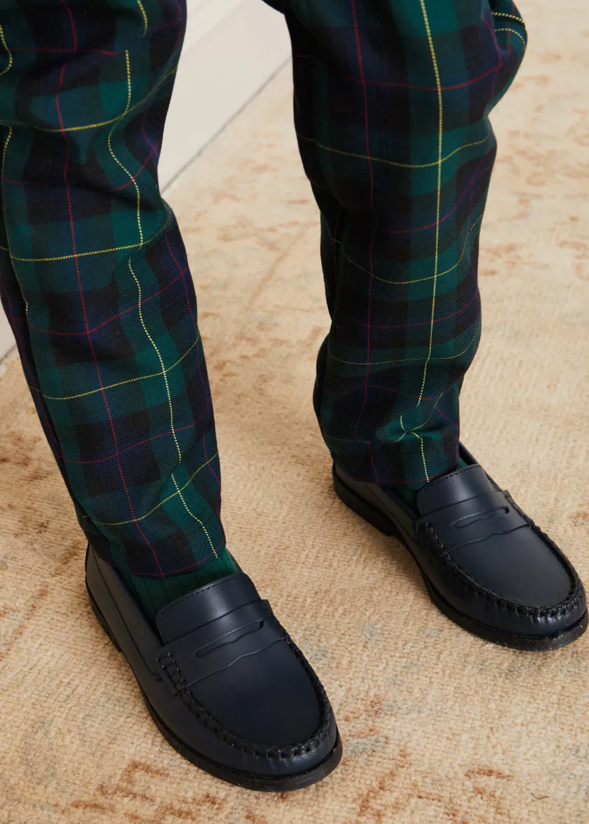 School Shoes | Boat Shoes & Loafers | Pepa London Leather Moccasins In Navy (25-34EU)