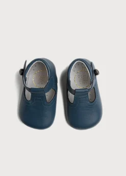 T-bars | T-bar Shoes | Pepa London Leather T-Bar Pram Shoes in Classic Blue (17-20EU)